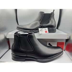 Perry Ellis Portfolio Mens Chelsea Boots Black Leather Square Toe 8.5 NIB